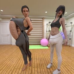 2futas 3d abs age_difference ball_bulge balls balls_in_bodysuit balls_in_panties black_hair bodysuit breasts brooklyn_(heartseekerart) bulge cameltail curvy dressed erection erection_under_clothes exposed exposed_penis flaccid futa_only futa_sans_pussy futa_with_futa futanari heartseekerart huge_balls huge_cock hyper hyper_balls hyper_penis ineffective_clothing intersex large_breasts midriff milf muscular_futanari panties panty_bulge penis penis_bulge penis_in_bodysuit penis_in_panties penis_out penis_under_clothes realistic slim small_breasts sports_bra standing veiny_penis wide_hips yoga_pants