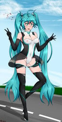 1girls bcguro blood blue_eyes blue_hair death female_death gore guro hatsune_miku headshot nipples_visible_through_clothing racing_suit shot snuff v vocaloid