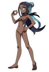 1girls accurate_art_style areolae armpits barefoot belly big_eyes black_hair blue_eyes blue_hair breasts casual casual_nudity dark-skinned_female dark_skin deviantart earrings edit eye_contact eyelashes feet female female_only gym_leader hand_on_hip hand_on_hips high_resolution hips holding hoop_earrings human jewelry long_hair looking_at_viewer multicolored_hair navel nessa_(pokemon) nintendo nipples nonsexual_nudity nude nude_filter nudefilterguy official_artwork_edit poke_ball pokemon pokemon_ss pussy shaved_pussy simple_background slender_waist small_breasts solo standing third-party_edit two-tone_hair very_high_resolution white_background