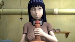 1boy 1girls 3d animated breasts crankybluey fishnets handjob headband hyuuga_hinata kunai lavender_eyes looking_at_viewer mp4 naruto naruto_shippuden no_sound penis pov purple_hair source_filmmaker video