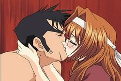 1boy animated breast_grab breast_sucking clothed dai_(series) daiakuji glasses hunk kinugasa_tomoko kissing male muscular_male nipple_sucking shirtless straight yamamoto_akuji