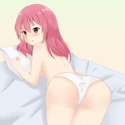 ass bed moe_ninja_girls myu_momochi panties pink_hair