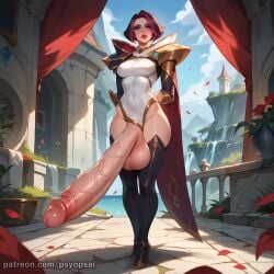 1futa ai_generated artist_name big_penis clothed clothing colored digital_media_(artwork) erection fiora_laurent front_view futa_only futanari giant_penis huge_cock hyper_penis kneeling league_of_legends penis psyopsai riot_games short_hair solo solo_focus uncensored watermark