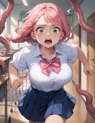 ai_generated classroom historyia imminent_rape imminent_tentacle_rape original original_character panic running scared school_uniform tentacle tentacle