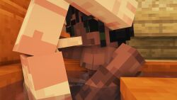 black_hair blowjob brown_body jacuzzi mine-imator minecraft