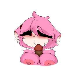 alice_tubby alice_tubby_(artist) big_breasts black_dick black_eyes dick_on_chest female furry pink_fur pink_hair self_upload slendytubbies slendytubbies_oc