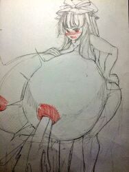 ata5200 big_breasts breasts_bigger_than_body breasts_bigger_than_head breasts_bigger_than_torso excessive_lactation hyper_breasts lactation massive_breasts touhou touhou_project yukari_yakumo