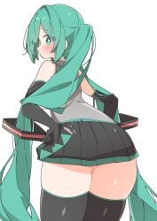 ass_peek bent_over hatsune_miku looking_at_viewer looking_back skindentation thick_thighs thighhighs thighs uruti_2388