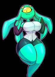 1girls 3_eyes :3 alien alien_girl big_eye black_background blank_background blue-skinned_female blue_body blue_skin breasts curvy cyan_body dot_pupils eye female female_only front_view full_body girl girl_only green-skinned_female green_skin hourglass_figure jek_korpen monster_girl oc one_eye outline pink_outline pseudo_hair slim slim_waist tentacle_hair the_pose thick_thighs thighs thunder_thighs turquoise_body wasp_waist yellow_sclera