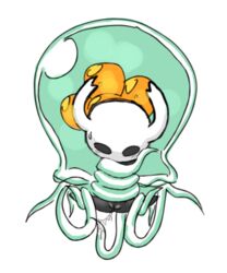 after_sex artist_request biped black_body female hi_res holding_character hollow_knight jellyfish ooma protagonist_(hollow_knight) pussy pussy_juice simple_background source_request spread_legs spreading sweat tentacle white_background