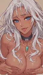 1girls ai ai_generated blue_eyes breast_grab breasts collar elma_(xenoblade_x) female female_only long_hair looking_at_viewer monolith_soft naked naked_female nintendo nude nude_female quinzo11 self_upload silver_hair tongue tongue_out xenoblade_(series) xenoblade_chronicles_(series) xenoblade_chronicles_x