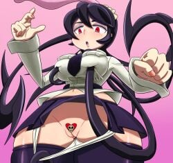 1girls big_breasts blush curvy female filia_(skullgirls) pussy skullgirls