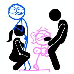 2boys 2girls blowjob blowjob_face blue_(dick_figures) dick_figures n1_1ck stacy_(dick_figures) stick_figure stick_girl swingers