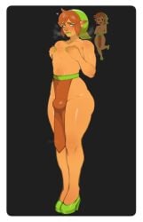 1boy blush bulge femboy jsq012 link male male_only revealing_clothes solo source_request standing the_legend_of_zelda thick_thighs wide_hips