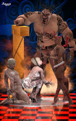 2boys 2girls arms_behind_back ass barefoot bi_domination bondage breasts chains cigarette club_(weapon) collar cum dildo ejaculation erection fellatio female femsub forced_partners fotom01 giant high_heels kneeling male male_and_female_subs maledom malesub multiple_girls multiple_subs naked_footwear naked_heels naked_with_shoes_on nude open_toe_shoes penis restrained sex sex_toy shackles soap soapy squatting straight tattoo