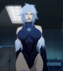 1girls armwear batman:_assault_on_arkham big_breasts blue_clothing blue_leotard breasts dc dc_comics dcamu dcau elbow_gloves female female_only gloves highleg highleg_leotard killer_frost leotard light-skinned_female light_skin pale-skinned_female pale_skin short_hair solo twitter_link villainess white_hair