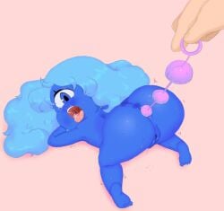 2016 anal anal_beads anal_sex blue_eyes blue_hair blue_skin blush cyclops feet gem_(species) hoshime interspecies nude nude_female open_mouth pov presenting presenting_hindquarters pulling_anal_beads sapphire_(steven_universe) steven_universe sweat tears tongue_out twitching wet_pussy