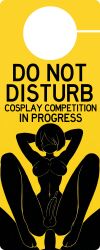 1boy 1boy1futa 1futa anal anal_sex android cosplay do_not_disturb english_text faceless_male male_out_of_frame minimal_color minimalist minimalist_background monochrome monochrome_background pictogram sex text warning warning_sign yorha_2b yorha_2b_(cosplay)