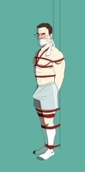 1boy 2023 angry annoyed blush bondage boner bound bulge bulge_through_clothingb comeuppance desperate_housewives gagged human jagged-808 karl_mayer rope rope_bondage socks sweatdrop undressed