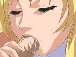 00s 1boy 2001 animated animated bible_black blonde_hair closed_eyes fellatio female lowres oral penis saeki_kaori straight tagme uncensored