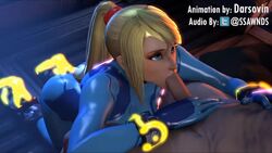 3d animated blonde_hair blowjob blue_eyes bodysuit clothed_sex clothing cum cum_in_mouth cum_inside cum_swallow darsovin eye_contact fellatio female hand_on_penis long_hair looking_at_another looking_up male metroid music nintendo open_mouth oral oral_creampie penis ponytail samus_aran sound source_filmmaker ssawnds super_smash_bros. swallowing video zero_suit zero_suit_samus