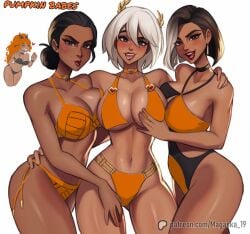 2024 4girls antonia_(fortnite) aphrodite aphrodite_(fortnite) big_breasts bikini black_hair blush breasts clara_(fortnite) cleavage dark-skinned_female dark_skin epic_games female female_focus female_only fortnite highres huge_breasts large_breasts long_hair magaska19 multiple_girls nisha_(fortnite) one_piece_swimsuit pinup short_hair simple_background tan_skin white_hair yuri