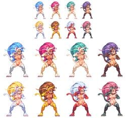 2018 alternative_palette animated big_paws blonde_hair blue_hair bouncing_breasts brown_hair capcom cat_ears cat_tail catgirl claws claws_out darkstalkers exposed_breasts exposed_pussy felicia_(darkstalkers) female female_focus female_only fighting_stance naked naked_female nipples nude nude_female ohgaki_m paws pink_hair pixel_animation pixel_art purple_hair shaved_crotch shaved_pussy tan_body tan_skin transparent_background white_hair