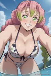 ai_generated aichat anime bad_tag beach bikini cute demon_slayer ecchi kanroji_mitsuri kimetsu_no_yaiba mitsuri_kanroji pinku pinku.ai pinkuai water