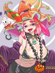 artist_request bikini_top craymond_(splatoon) flow_(splatoon) huge_breasts skimpy_clothes splatoon splatoon_(series) splatoon_2 splatoween tagme