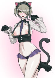 1girls akizora alternate_costume alternate_version_available asian asian_female blonde_hair crop_top danganronpa female hair_over_one_eye light-skinned light-skinned_female navel revealing_clothes solo solo_female straight_hair tagme toujou_kirumi