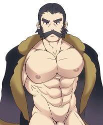 balls bara clothing facial_hair flaccid japanese_clothes kamado_(pokemon) male male_only moustache muscles muscular nintendo overcometpg penis pokemon pokemon_legends:_arceus solo solo_male