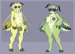 absurd_res angry animal_humanoid antennae_(anatomy) anthro arthropod arthropod_abdomen arthropod_humanoid balls bepinips big_breasts big_penis blue_eyes blush bodily_fluids breasts chest_tuft claws cross-popping_vein curvy_figure duo embarrassed female fluffy fur genitals green_eyes grey_sclera hair hawk_moth hi_res humanoid insect_wings insects lepidopteran male model_sheet moth multicolored_body multicolored_fur multicolored_hair nipples non-mammal_breasts non-mammal_nipples nude pellucid_hawk_moth penile_spines penis pseudo_hair pussy split_form sweat sweatdrop thick_thighs tuft two_tone_body two_tone_fur two_tone_hair voluptuous wide_hips wings