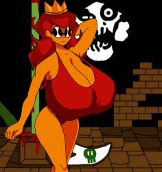 big_breasts breasts breasts_bigger_than_head cleavage creepypasta crown damsel_(mario_85) house_of_horrorbrews long_hair mario_(series) mario_85 princess_peach red_hair sunglasses super_mario_bros. swimsuit