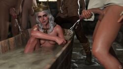 3d ciri crown cum cum_bath cum_drip cum_shot cum_slut empress_ciri multiple_boys the_witcher_(series) the_witcher_3:_wild_hunt