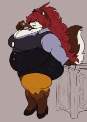 bbw big_breasts breasts cleavage female furry huge_breasts maple_(mexifurfoof) mexifurfoof overweight tagme thick_thighs weight_gain wide_hips