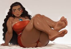 1girls ai_generated barefoot big_ass big_breasts david1231245 disney disney_princess feet feet_up foot_fetish foot_focus huge_ass large_ass large_breasts moana moana_2 moana_waialiki sitting soles soles_female soles_fetish sweat sweating thick_calves thick_legs thick_thighs toes