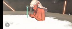 3d 3d_animation 3d_model animated areola areolae bath bathing bathroom blush blushing_at_viewer bubble completely_nude completely_nude_female dark-skinned_female dark_elf dark_skin elf elf_ears english_text game_cg horizon_walker kalina_(horizon_walker) korean_language long_hair longer_than_30_seconds longer_than_one_minute mp4 nipples nude nude_female official_art pointy_ears soap_bubbles sound sound_effects steam tagme text thick_thighs thighs video water white_hair yellow_eyes