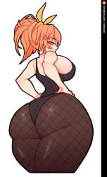 1girls big_ass bow breasts clothing female female_only fishnets hololive hololive_english hololive_myth kerosin light-skinned_female light_skin ponytail red_eyes solo tagme takanashi_kiara thick_thighs wide_hips workout_clothes