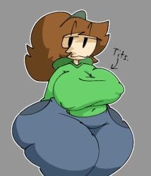 1girls abbber77 abby_(abbber77) ass ass_bigger_than_head belly big_ass big_breasts big_butt black_eyes blush breasts breasts_bigger_than_head brown_hair bubble_ass bubble_butt busty clothed clothing female female_focus female_only giant_breasts hoodie hourglass_figure huge_ass huge_breasts jeans large_ass large_breasts light-skinned_female light_skin looking_down nipple_bulge nipples nipples_visible_through_clothing no_pupils original original_artwork original_character ponytail self_insert self_upload shortstack simple_background smile sweat sweatdrop thick thick_ass thick_thighs twitter_user_oc voluptuous voluptuous_female