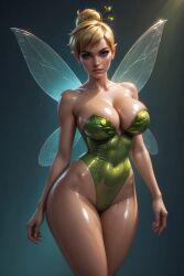 1girls 3d 3d_(artwork) ai_generated ass big_breasts breasts disney female_focus foreverlife5 hi_res light-skinned_female looking_at_viewer oiled oiled_skin pale-skinned_female solo solo_female tinker_bell