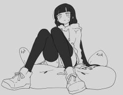 1girls accurate_art_style ass birds blush cameltoe greyscale inabakumori monochrome mv_character osage-chan panties sitting sitting_on_animal sweatdrop vocaloid worried