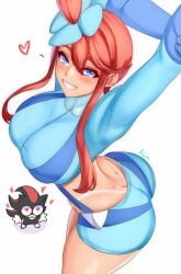 1girls 2024_pokemon_teraleak anisdrawn ass back big_ass big_breasts breasts crossover curvy curvy_female i_just_love_latinas_sonic latina midriff nintendo pokemon pokemon_bw pokemon_bw2 red_hair shadow_the_hedgehog skyla_(pokemon) sonic_(series) sonic_the_hedgehog_(series) stretching tanned_female thick_thighs tight_clothing