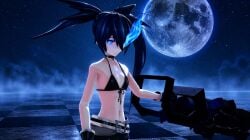 1girls black_hair black_rock_shooter black_rock_shooter_(character) blue_eyes cannon checkered_floor flat_chest fog garry's_mod moon night tomori_(artist)