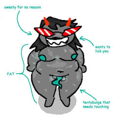 bbw belly big_breasts black_lips fat fat_female female glasses gooeygal homestuck musk naked nude overweight overweight_female penis smile solo sweat sweating sweaty tentacle_penis terezi_pyrope text wide_hips