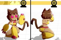 2020s 2026 2d anthro arm_cannon ass backless_swimsuit bikini bikini_bottom bikini_top brown_hair cat_ears cat_tail feline female female_only female_protagonist gameoverse glasses glitch_productions goddess_of_victory:_nikke halter_top halterneck kit_(gameoverse) nikke no_ai parody reference reference_image shooting solo swimsuit swimwear tail target target_practice the-butch-x training twitter_link two-piece_swimsuit