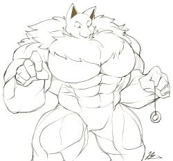 anthro bara furry hypno male male_only monochrome muscles muscular nintendo pokemon solo solo_male yongdasom