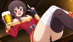 ai_generated blushing drunk female female_only hentaihub kono_subarashii_sekai_ni_shukufuku_wo! konosuba looking_at_viewer megumin panties red_eyes small_breasts thick_thighs