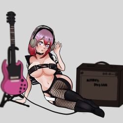1girls big_breasts black_boots boobs boots breasts cosplay danganronpa_another fanganronpa female female_only fishnets guitar large_breasts multicolored_hair only_female otonokoji_kanade pink_hair purple_eyes purple_hair sdra2 self_upload slightly_chubby slightly_chubby_female super_danganronpa_another_2 super_sonico_(cosplay) tits