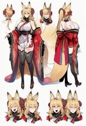 1girls ai_generated female female_only kitsune kortai novelai original_character reference_sheet tagme