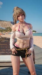 3d big_breasts blonde_hair breasts busty darts77 dead_or_alive dead_or_alive_xtreme_venus_vacation female female_focus female_only hourglass_figure long_hair pinup pinup_pose purple_eyes tagme wide_hips yukino_(doa)